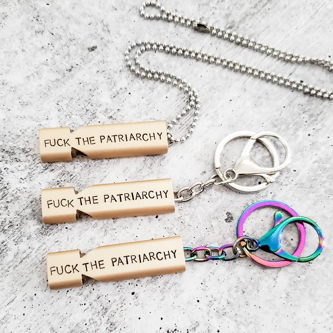 Salt and Sparkle - Wholesale Keychain - Women's - Fuck the Patriarchy Rape Whistle3