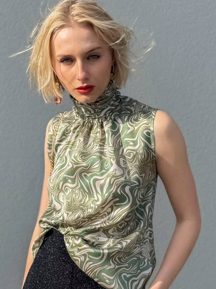 hoss Mardi Silk Tørklæde Top - Grøn Hvirvel for engroshandel hos HOSS