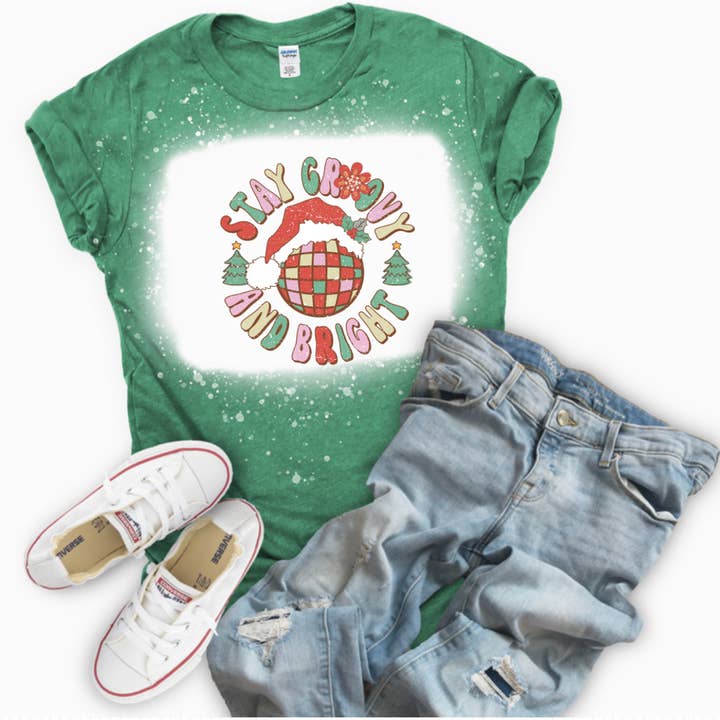 Bleached Tshirt, Women's, Unisex, Christmas for wholesale by Crafty Mamas Creationz