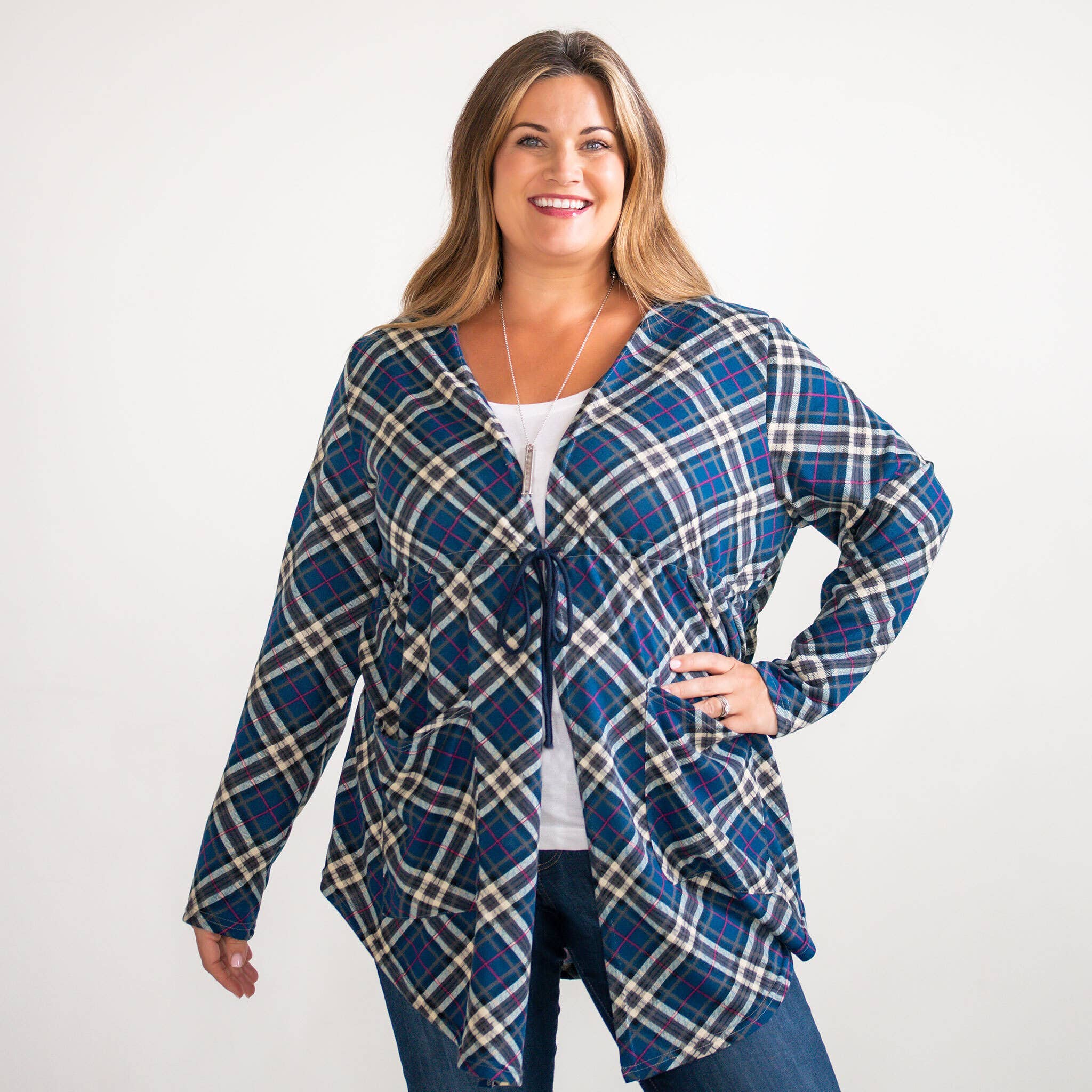 Elsie & Zoey - Vente Cardigan – femme - Soldes - Cardigan asymétrique en jersey Kate à nouer sur le devant7