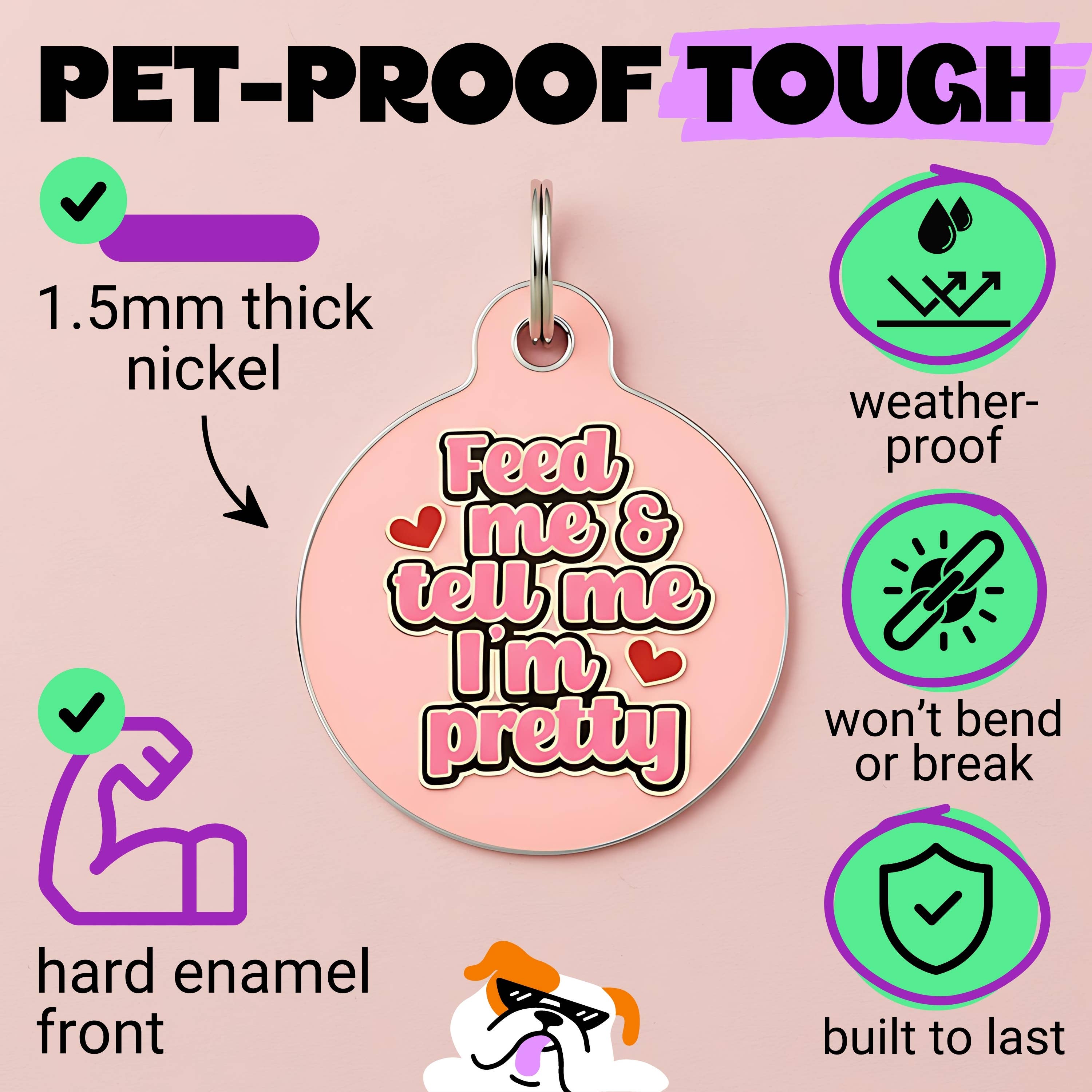Bad Tags - Wholesale Pet Identification Tag - Cat/Dog - Enamel Pink Dog Tag w/Scannable Pet ID - Tell Me I'm Pretty5