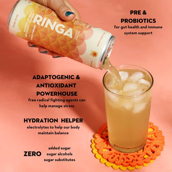 RINGA LEMON + GINGER MORINGA & APPLE CIDER VINEGAR INFUSION for wholesale by RINGA
