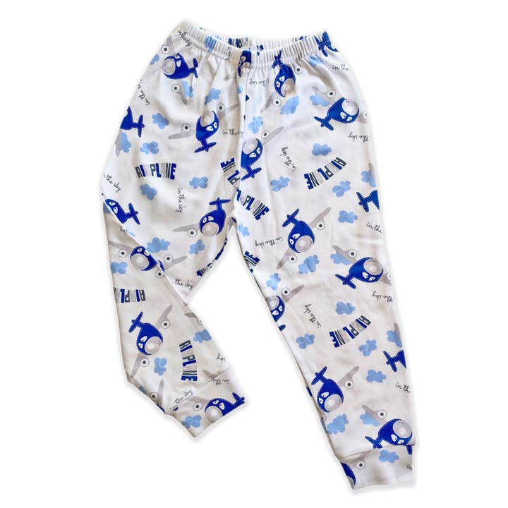 Kidential - Wholesale Top & Pant Set - Kids - Airplane Set: Long Sleeve T-shirt and Airplane Print Jogger
