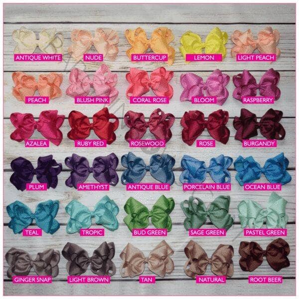 Bargain Bows - Wholesale Hair Bow - Kids - Double Stacked Basic 6 Inch Solid Color Hair Bow -Alligator Clip