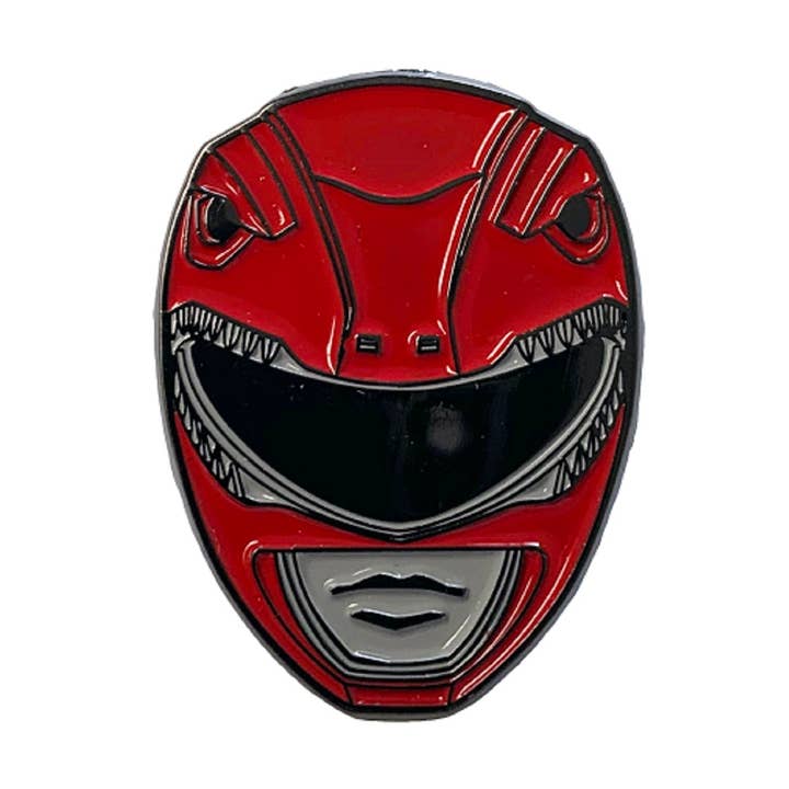 Conjunto de pines de esmalte de 2 piezas de máscara y emblema del Power Ranger Rojo. para venta al por mayor de Fundom