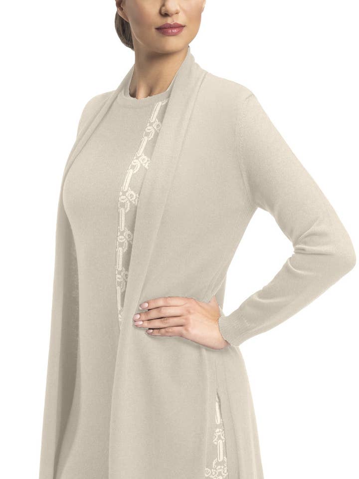 Tina long cardigan, Beige Melange for wholesale by Biana