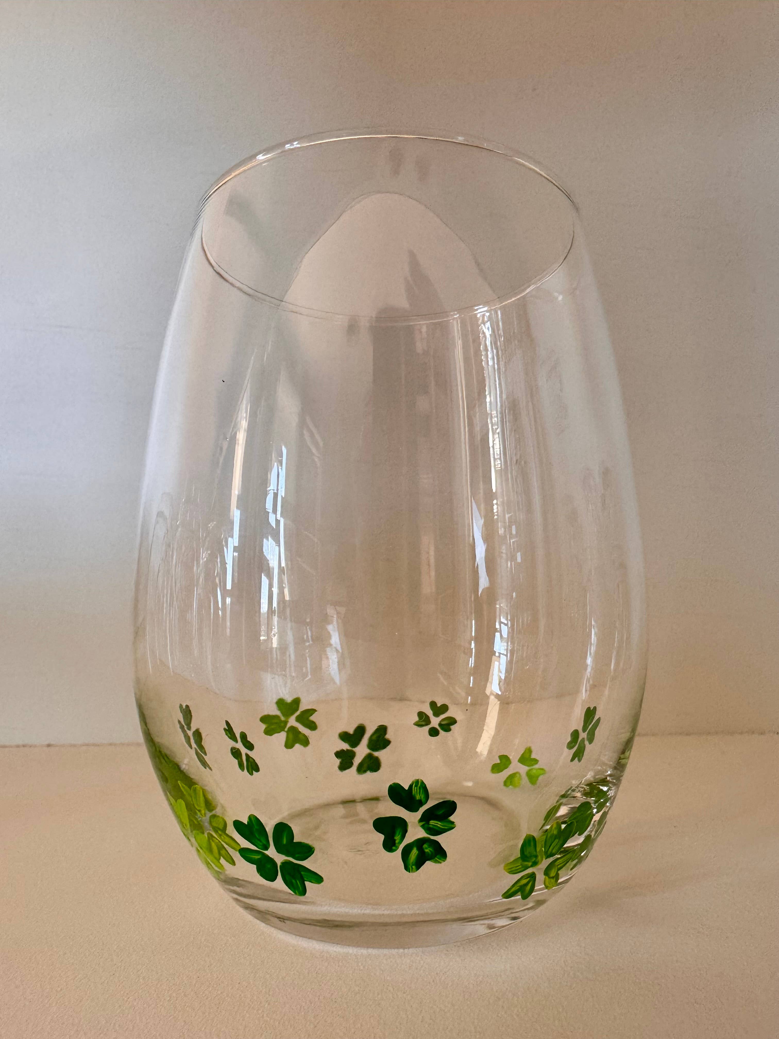 Hand Painted Glass, Co - Wholesale Jug - Hand-Painted Shamrock Stemless Wine Glass – 20 oz2