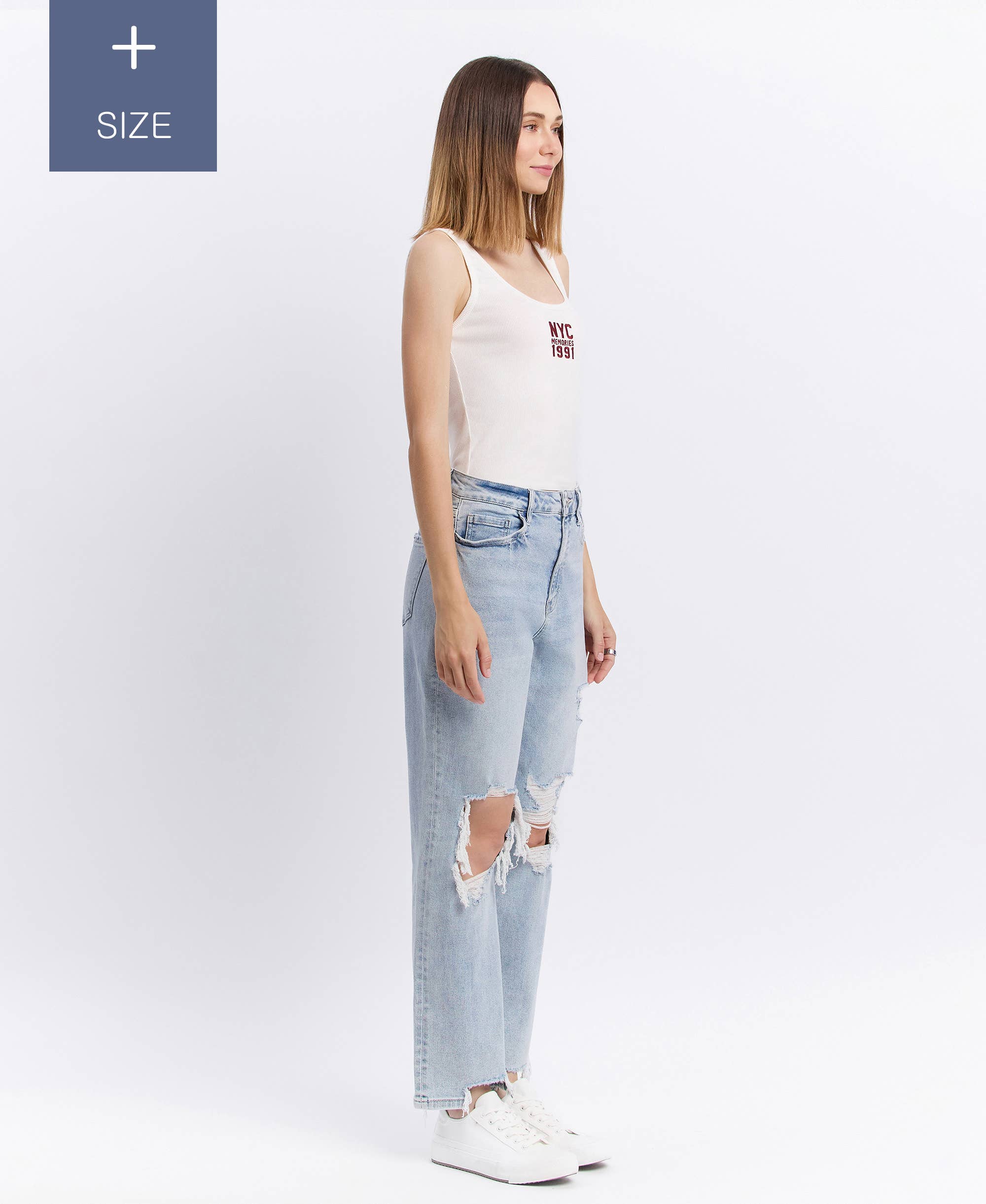 RICH PLUS SIZE 90'S SUPER HIGH RISE STRAIGHT JEANS T5933-P for wholesale on Faire4