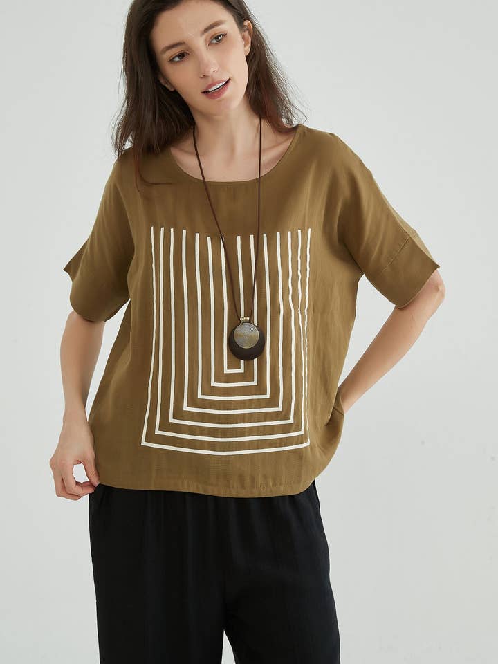 Pale Brown Cotton Gauze Oversized Tops for wholesale by Whisper Mint