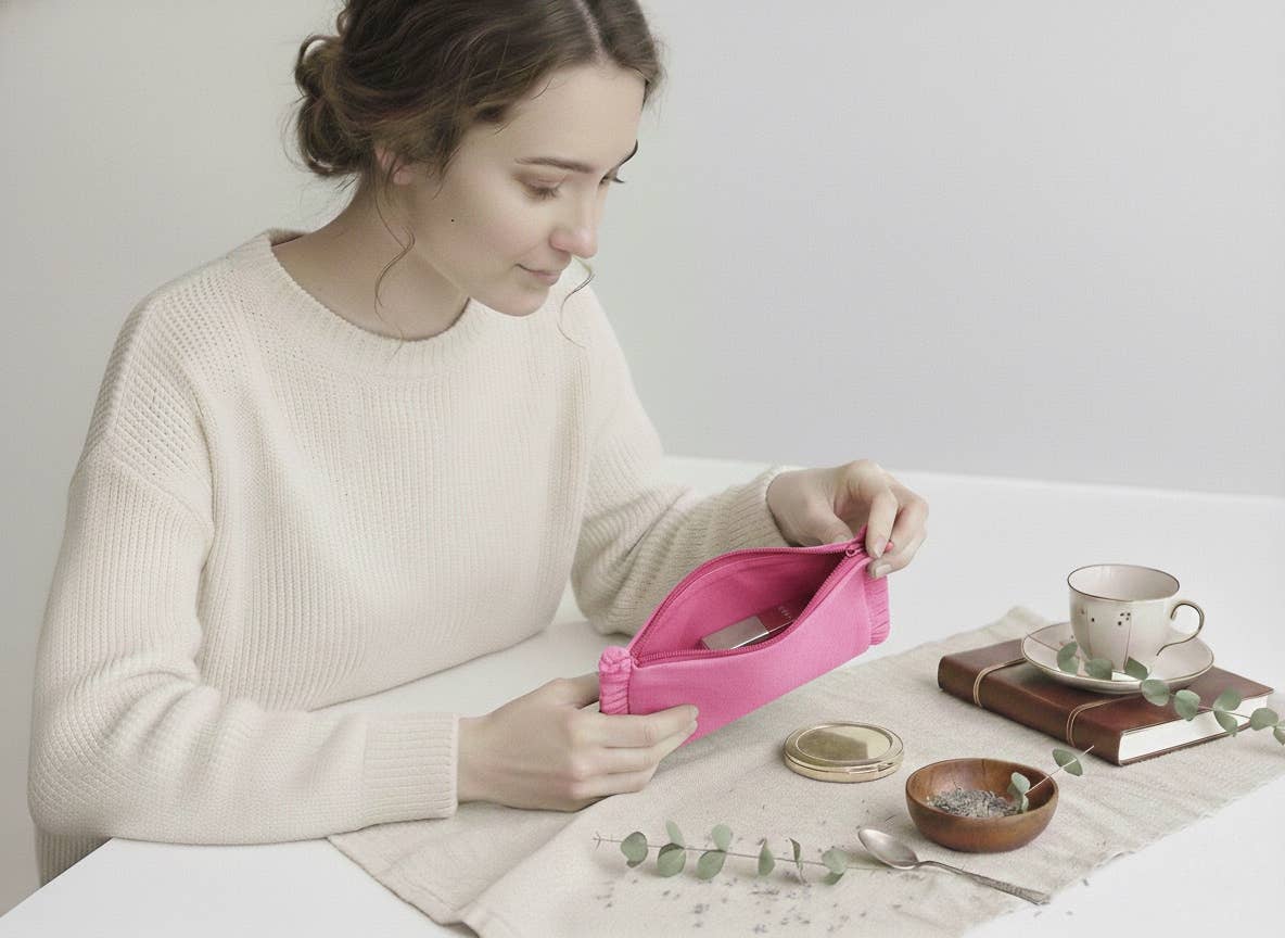 House of Kraft - Wholesale Pouch - Women's - Canvas Ruffle Pouches | Canvas Travel Pouches | Zipper Pouch37