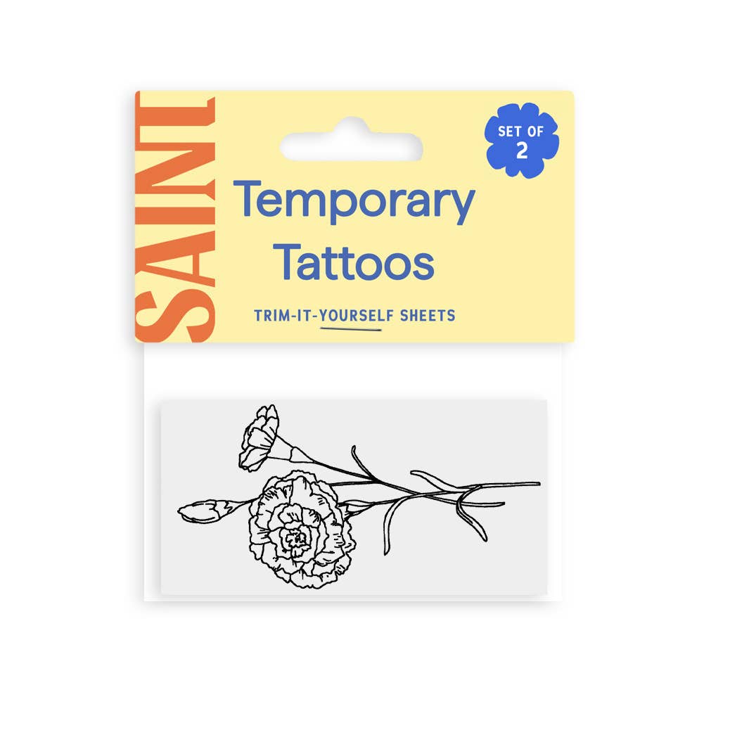Saint Tattoos – Engroshandel Midlertidig tatovering – Januar Fødsel Blomst - Carnation Midlertidige Tatoveringer0