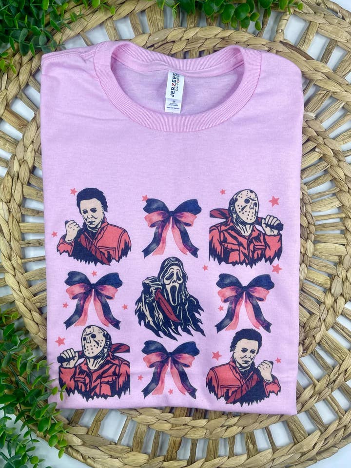 Horror Movie Slashers and Bows (Gildan T-Shirt) for wholesale by 1/2 Penny Wholesale