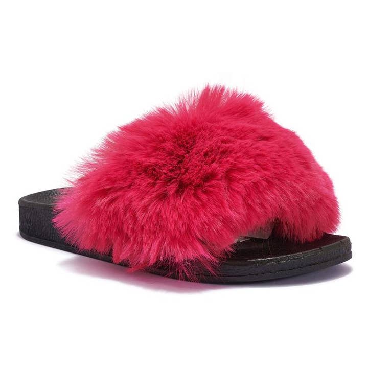 SLIDERS PESADOS DE PÊLO FALSO AMUNA180 por atacado de City Shoes