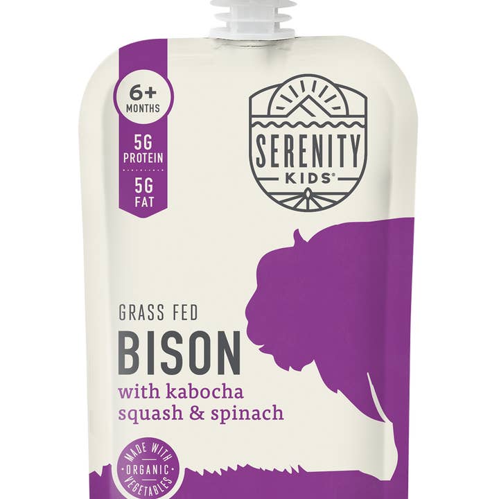 Grass Fed Bison with Organic Kabocha Squash & Spinach (12 Pouches) for wholesale by Serenity Kids