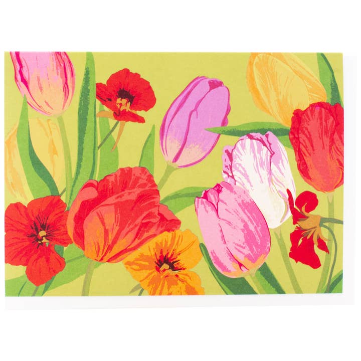 Carte-note sur les tulipes et les capucines pour la vente par Smudge Ink