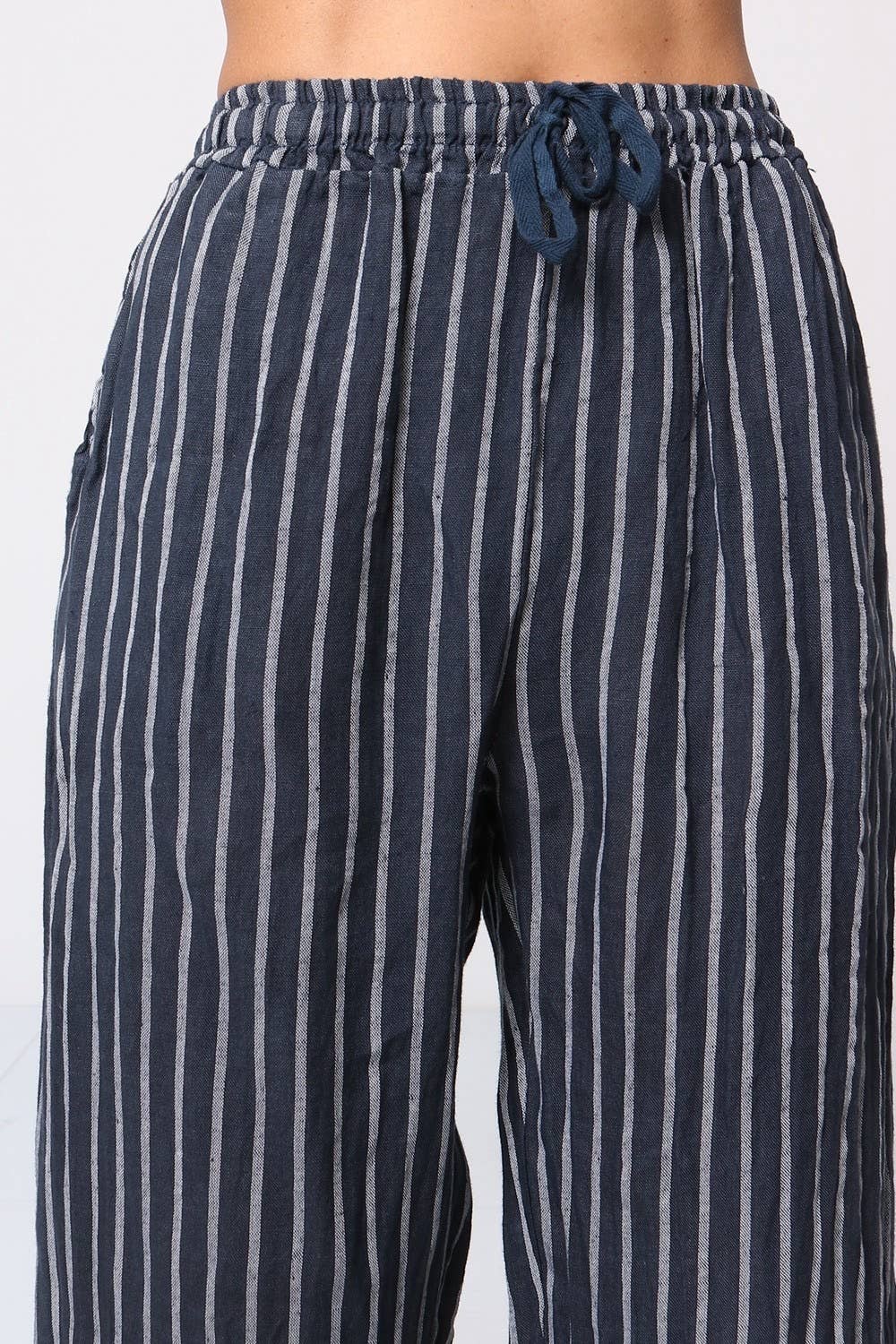 LÉA & LUC - Wholesale Broek - Dames - Gestreepte broek van 100% linnen REF.30132/23