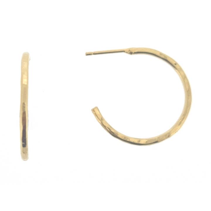 Geelgouden vermeil Hammered Hoop oorbellen voor wholesale door Mijoux Creations