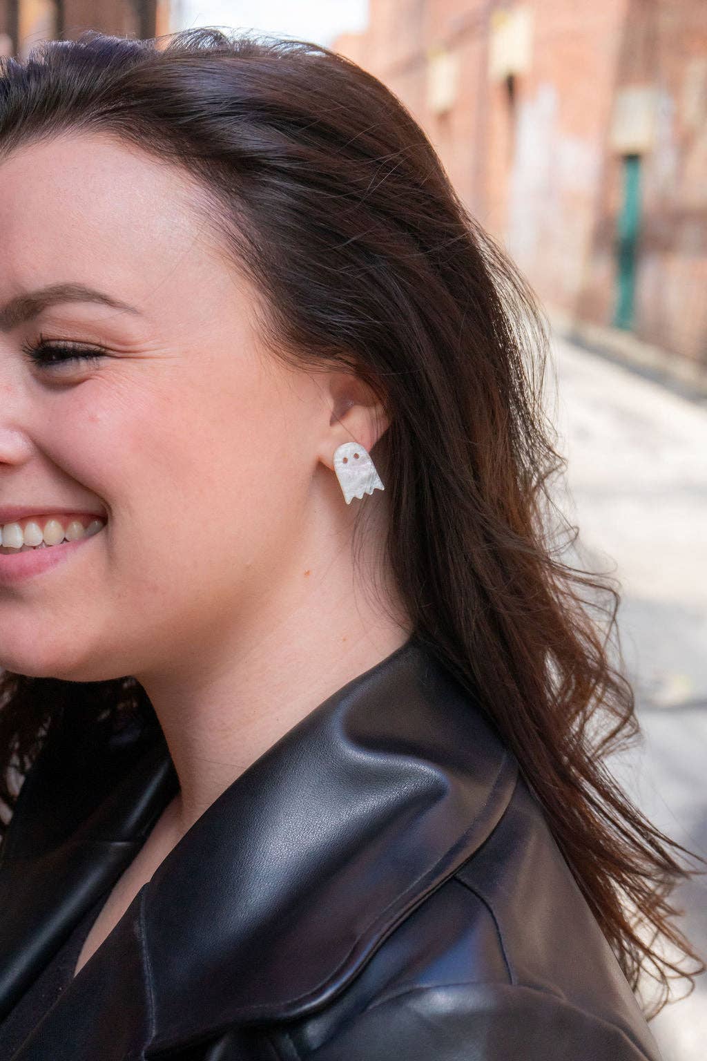 Spiffy & Splendid - Wholesale Stud/Post Earrings - Ghost Studs - White Shimmer // Jewelry, Earrings, Halloween2