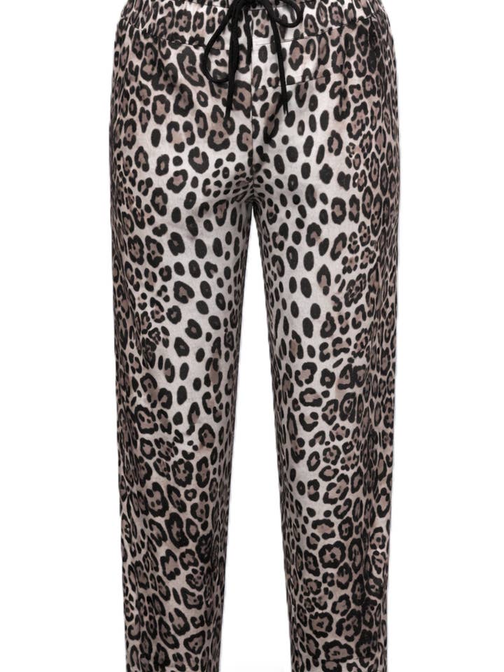 WF2766 LEOPARD CROPPED TIE WAIST TROUSER WITH FRONT POCKET for wholesale by Malissa J Collection