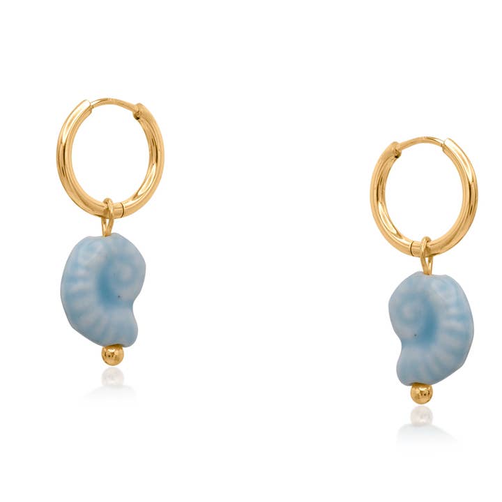 SHELL CERAMIC CHARM PETITE EARRINGS for wholesale by Big Metal London