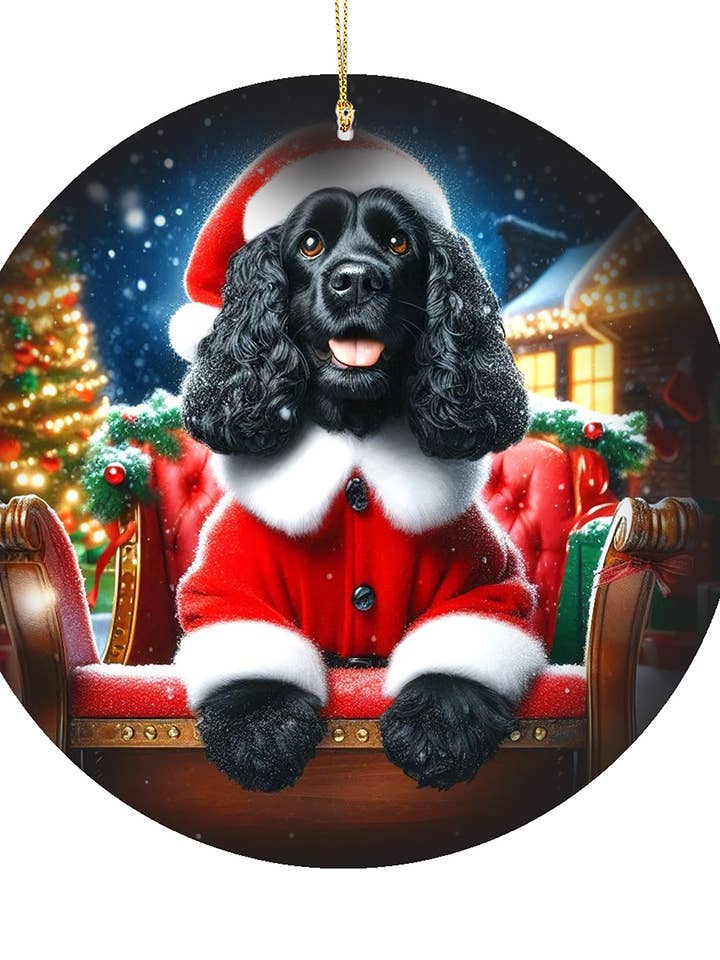 Cocker Spaniel Black -Christmas Porcelain Ornament for wholesale by Best of Breed Products
