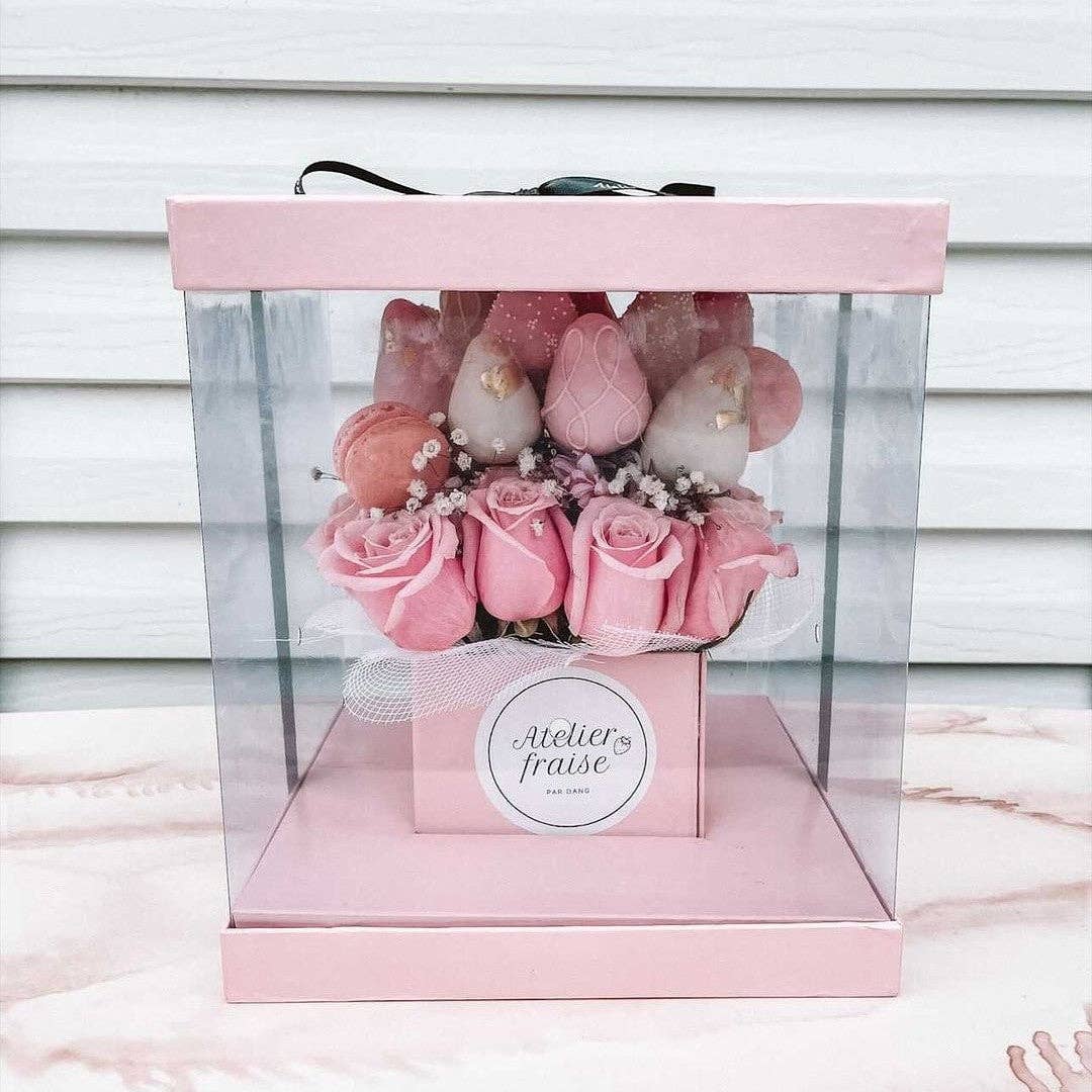 Elegant Design Supply - Wholesale Gift Box - Square Clear Transparent PVC Flower Box with Lid and Base1