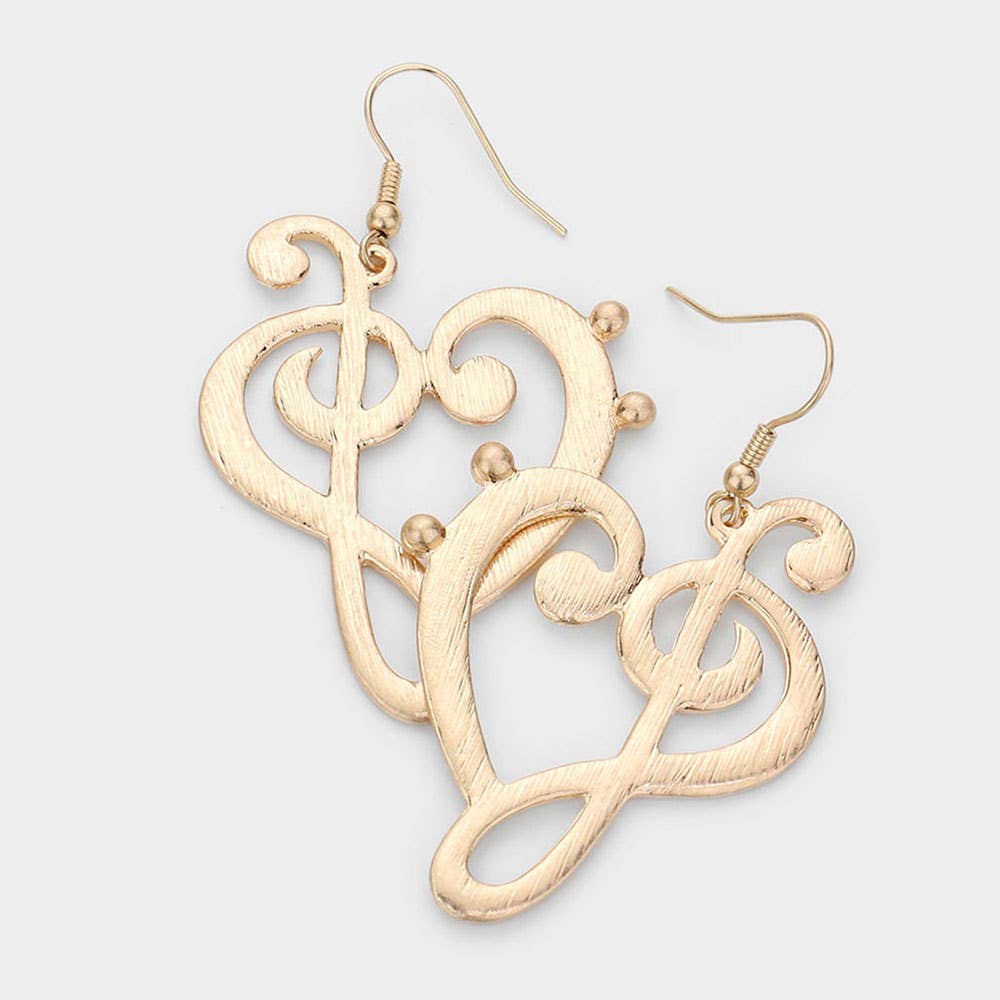 Sensibling Corp. - Vente Boucles d'oreilles pendantes - Boucles d'oreilles pendantes en métal avec clé de sol et clé de fa.0