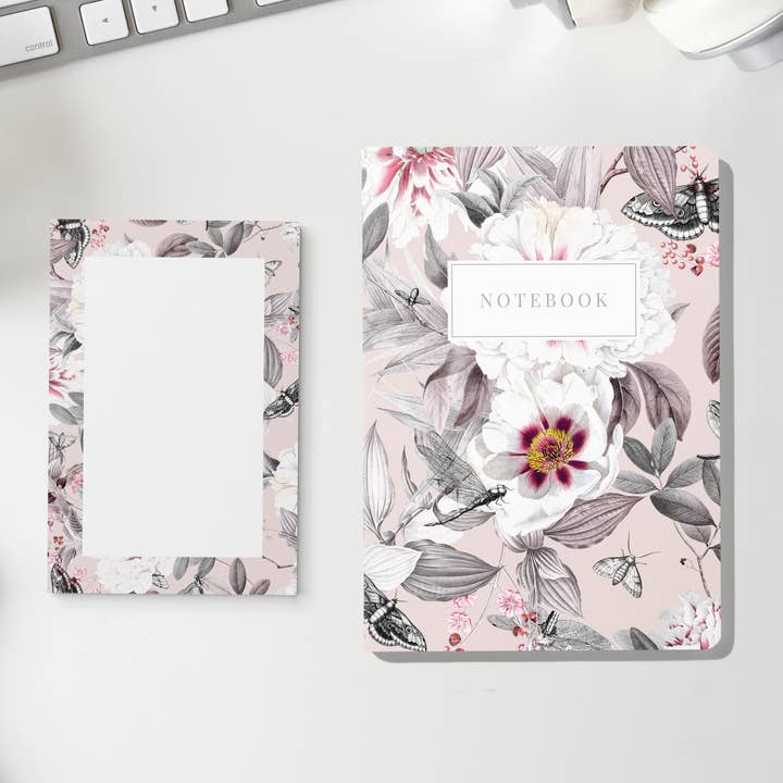 Feminines Notizbuch- und Notizblock-Set mit Blumenmuster für den Großhandel von Edinger Press