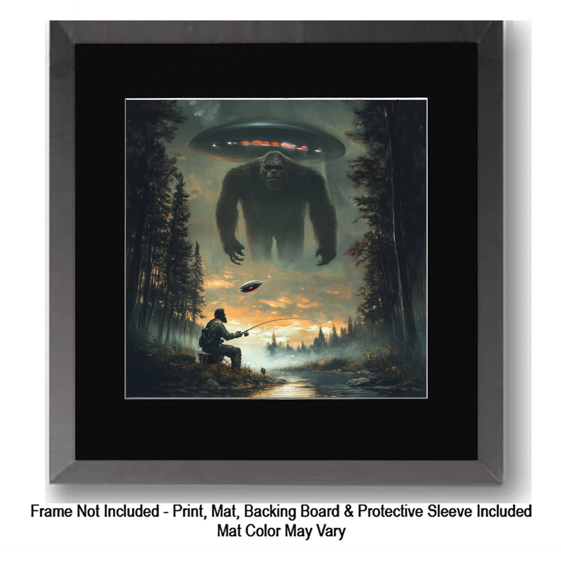 Mowbi - Vendita all'ingrosso Stampa artistica - Tipo Tosto, Bigfoot: Credi in Te Stesso - Stampe d'Arte di Criptidi - Stampe di Bigfoot – Opera d'Arte 8″x8″ in Passepartout 12″x12″23