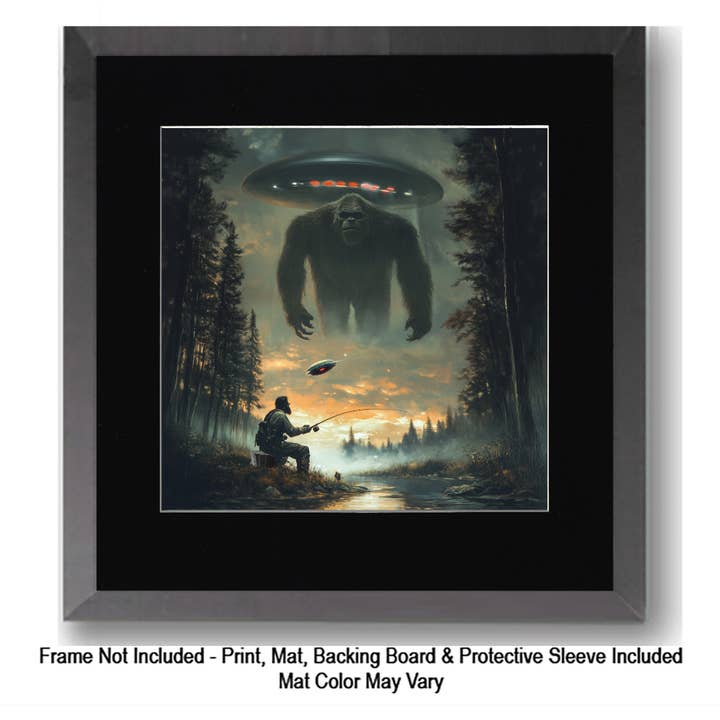 Mowbi - Vendita all'ingrosso Stampa artistica - Tipo Tosto, Bigfoot: Credi in Te Stesso - Stampe d'Arte di Criptidi - Stampe di Bigfoot – Opera d'Arte 8″x8″ in Passepartout 12″x12″23