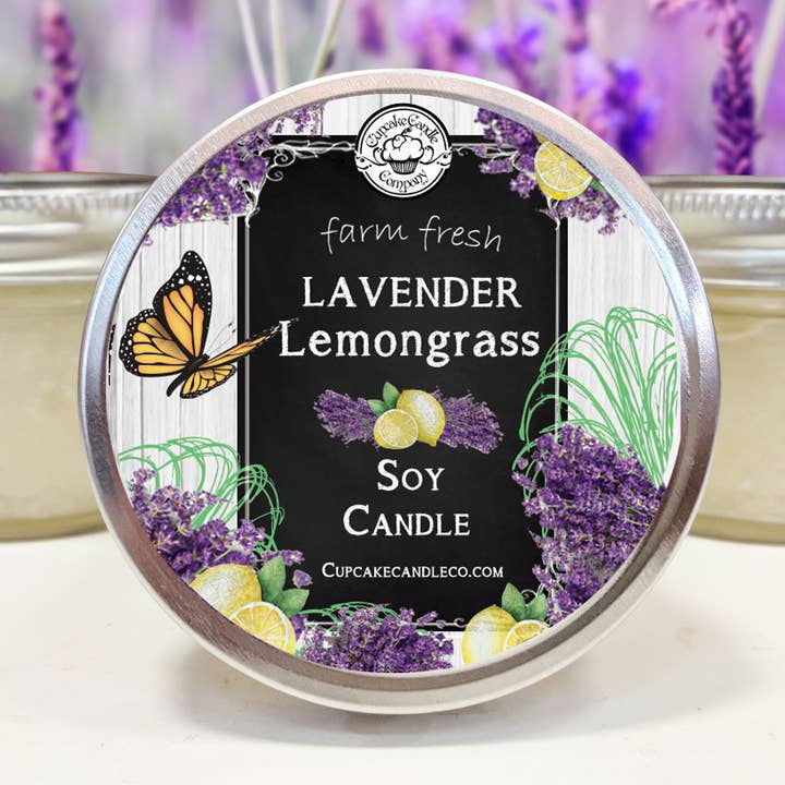 Lavender Lemongrass Small Mason Jar Candle for wholesale by Cupcake Candle Company