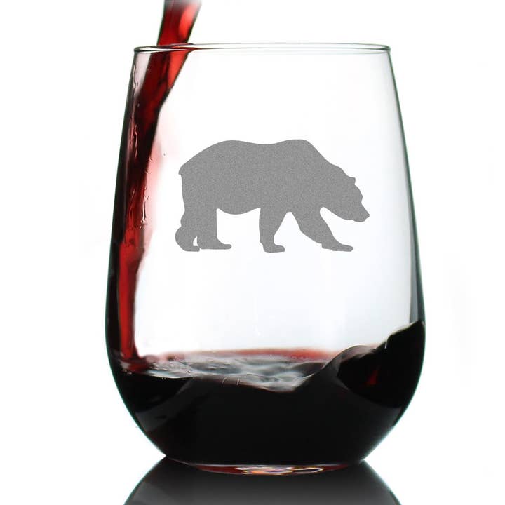Verre à vin sans pied Bear Silhouette - Cadeaux de cabine rustiques pour la vente par bevvee