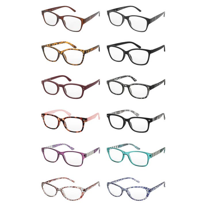 Shark Eyes, Inc - Wholesale Eyeglasses - Women's - Ladies Reading Glasses Assorted 12 PC Fashion Cute Glasses