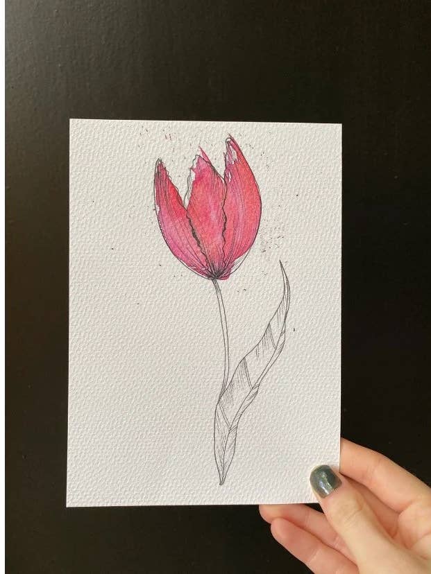 Kunstdruk met roze tulpen voor wholesale door Jessi's Messes