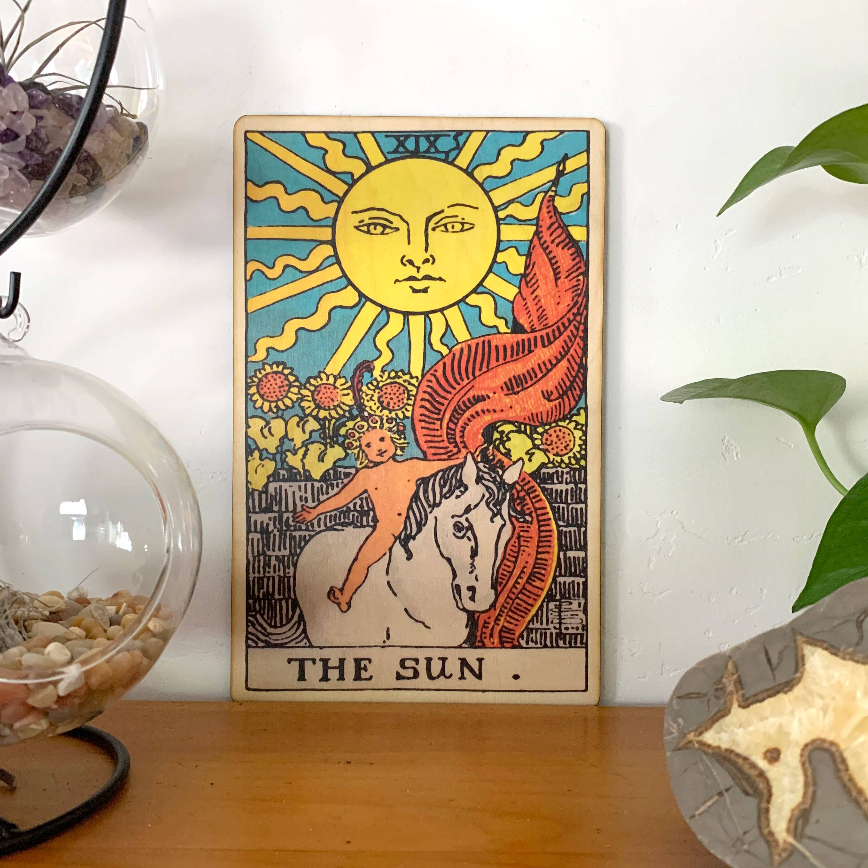 Most Amazing - Venta al por mayor Ilustración - Tarot 19 - The Sun Full Color Madera Wall Art