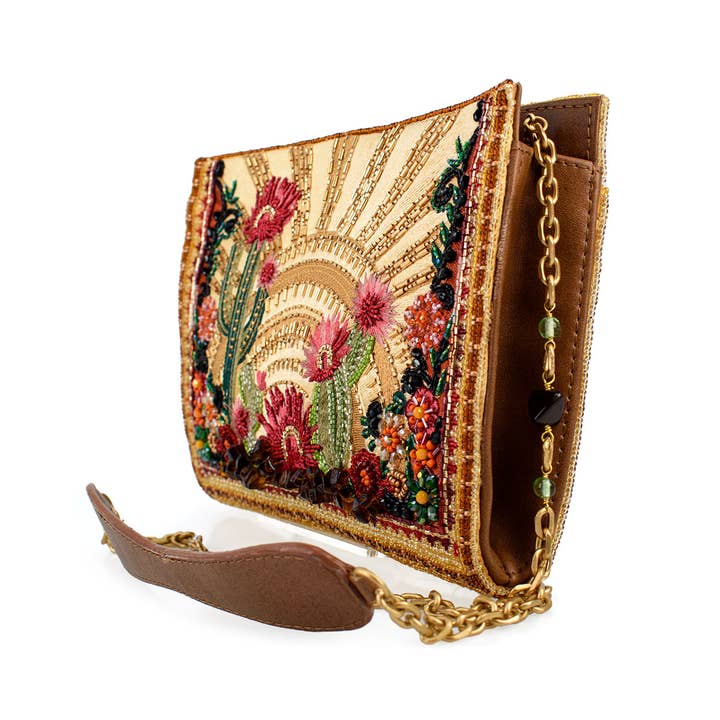 Mary Frances Accessories - Wholesale Crossbody Bag - Women's - Desert Sunrise Beaded Cactus and Floral Crossbody Handbag