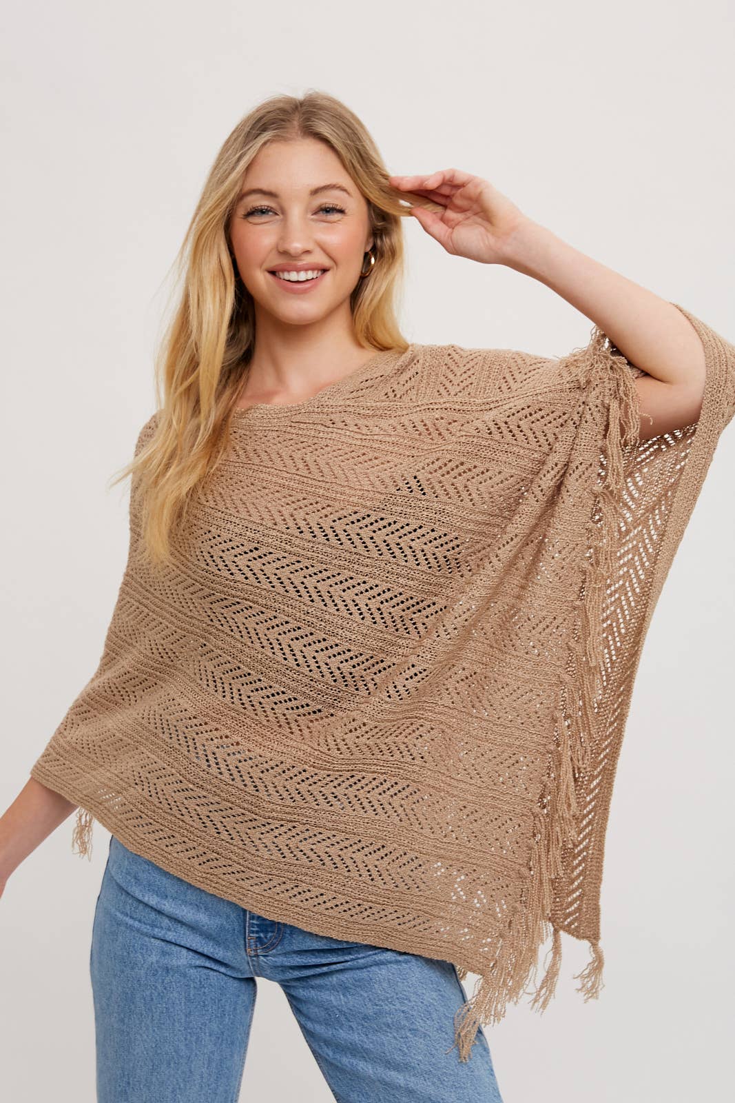 Bluivy – wholesale Poncho – Women's – OPEN-KNIT FRINGE PONCHO16