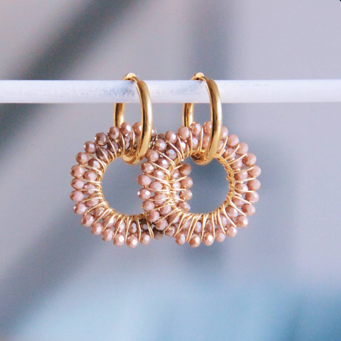 Bazou - Vendita all'ingrosso Orecchini pendenti - Orecchino con pendente rotondo sfaccettato – moka