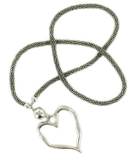 Suzie Blue Canada - Wholesale Pendant/Charm Necklace - Beaded Rope Necklace with Open Heart6