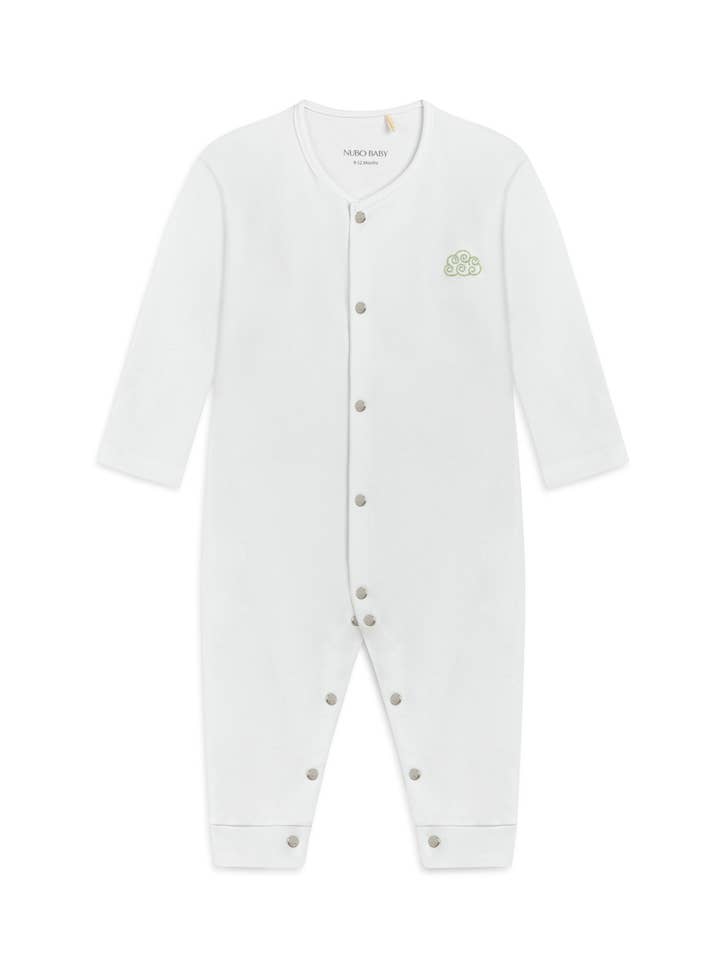 Mono pijama de bebé con broches y bordado de nubes – Algodón para venta al por mayor de Nubo Baby