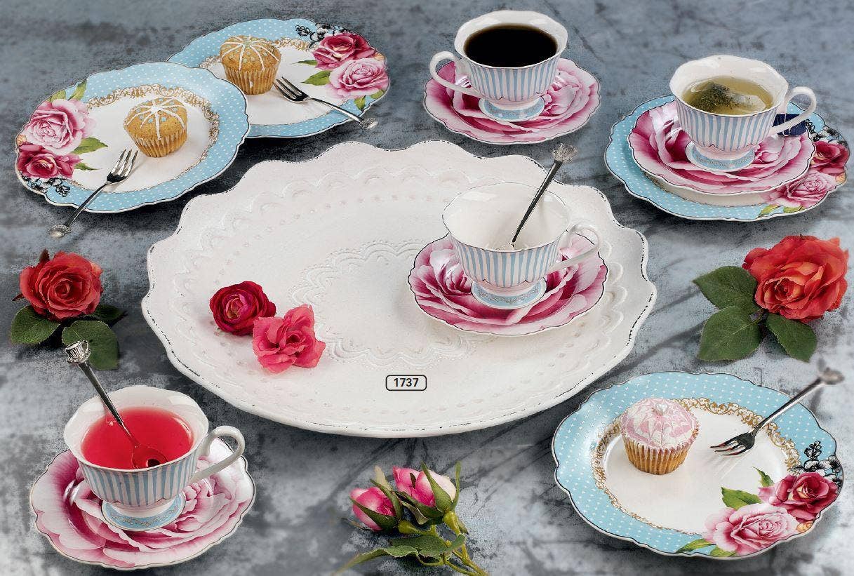 HOFF-INTERIEUR - Vendita all'ingrosso Tazza da tè/caffè - Servizio da caffè in porcellana “La Rose” set da 12 pezzi3