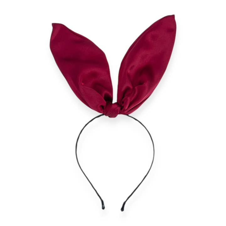 Burgundy Oversize Bunny Ears Iconic Headband Set for wholesale on Faire