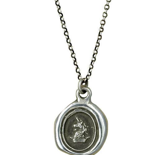 Unicorn and Crown Wax Seal Necklace for wholesale by Plum and Posey
