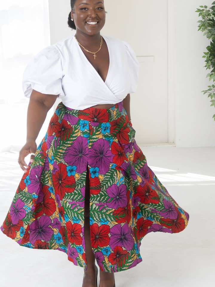 Yeni African Print Midi Skirt (Bloom) for wholesale by Daveenah