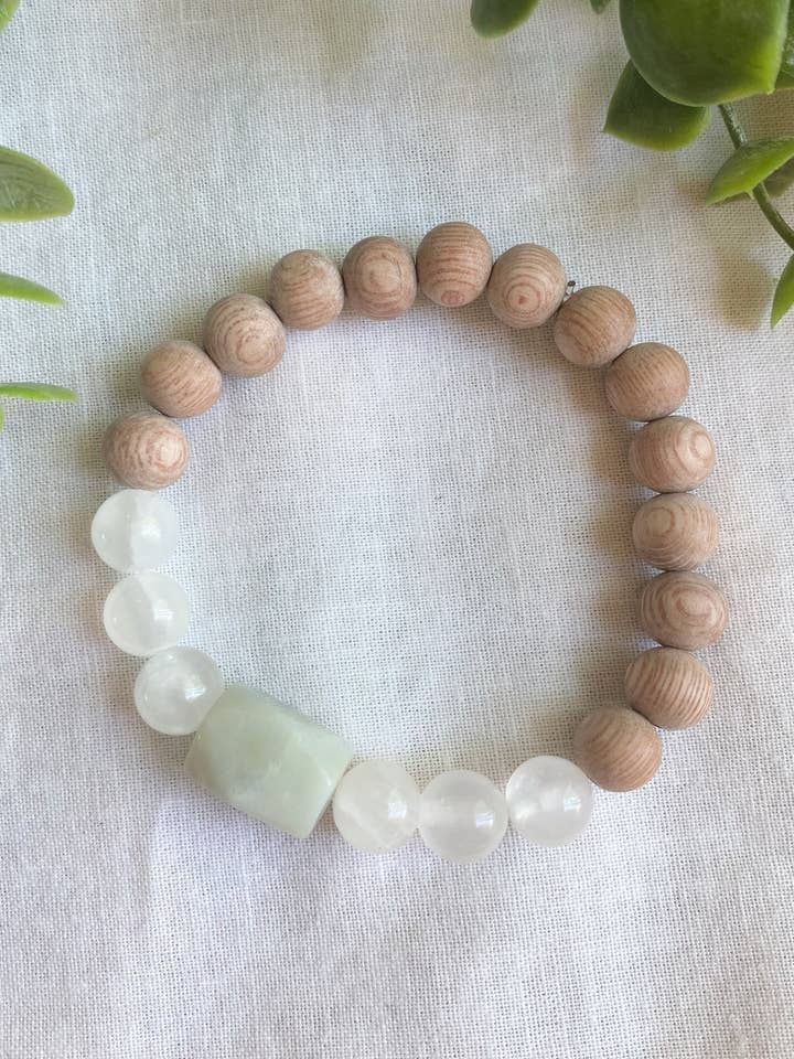 Armband mit Amazonit- und Selenit-Diffusor für den Großhandel von Lunabella Bracelets