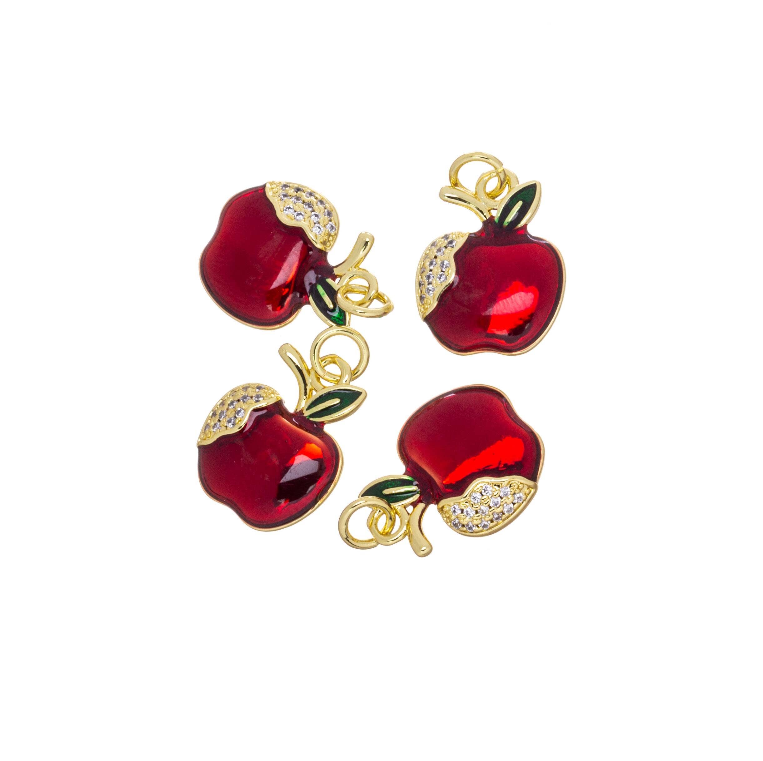 Jewel Pledge - Wholesale Individual Charm/Pendant - Gold or Silver Apple Charm Collection for Jewelry CZ,CPG24982