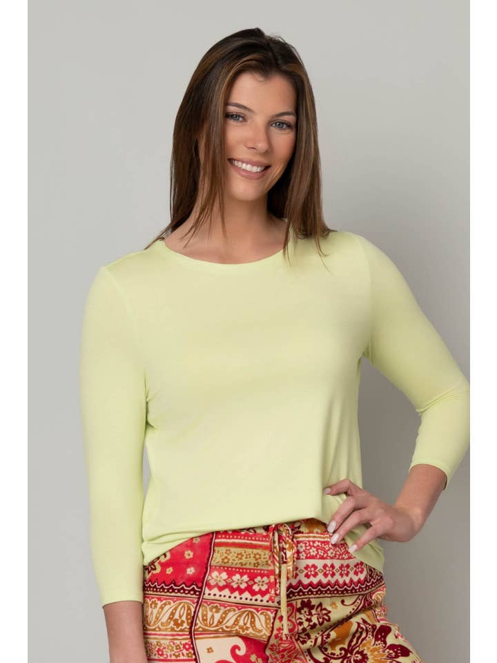 Pine Apparel - Wholesale Tunic - Women's - Juliana Crepe 3/4 Sleeve Hi-Lo Tee
6