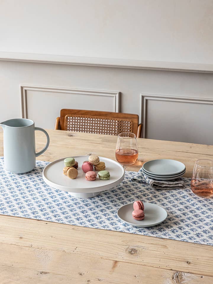 Hand-Blocked Table Runner – Herringbone & Floral – 18x90 for wholesale by over&back