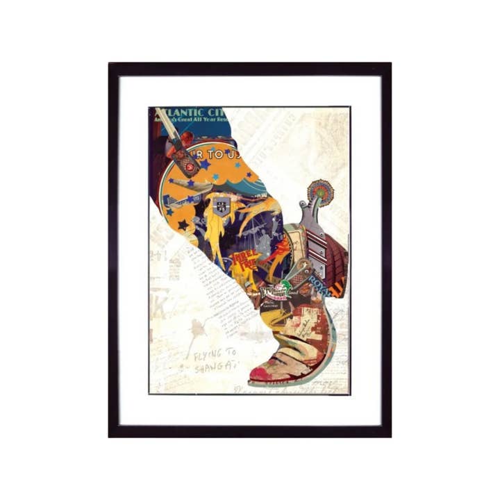 3D Collage Art | Boot & Spur (32"x24") for wholesale by Canterbury Lane