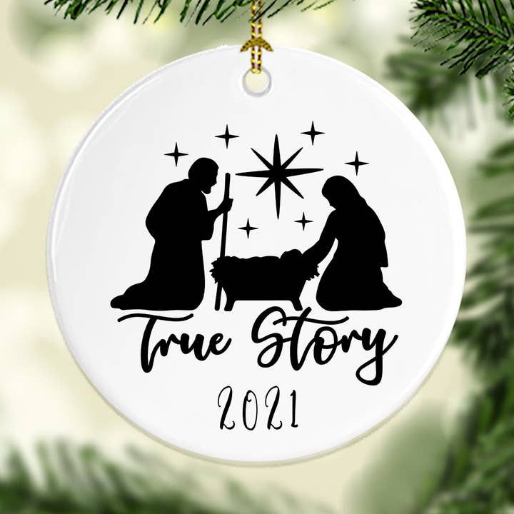 True Story | 2022 | Nativity Christmas Ornament for wholesale by Sew Many Blessings LA